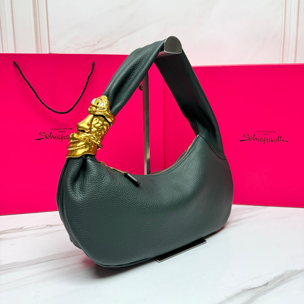Dark Green Soufflé Baguette Bag - 3