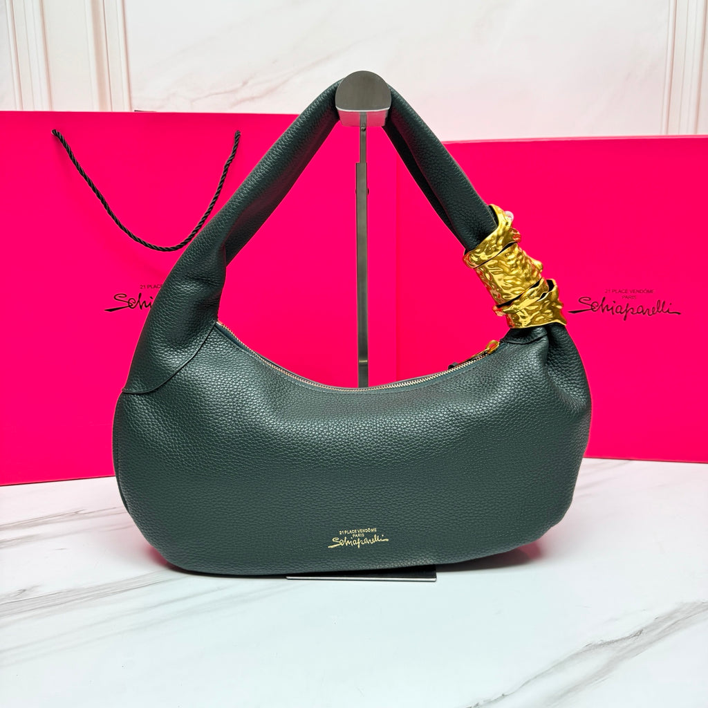 Dark Green Soufflé Baguette Bag - 4