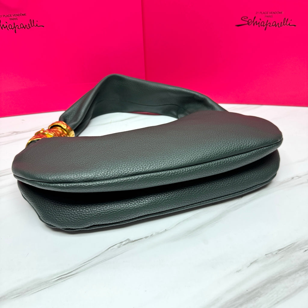 Dark Green Soufflé Baguette Bag - 5