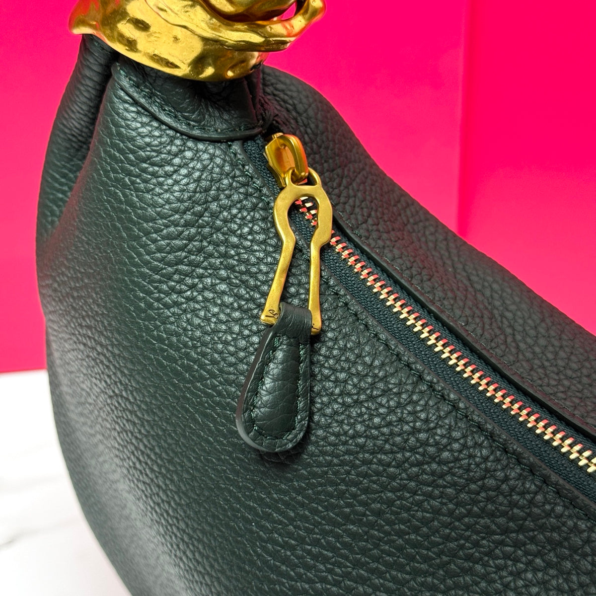Dark Green Soufflé Baguette Bag - 7