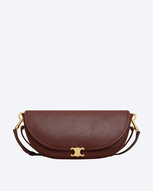 Deep Brown Soft Triomphe Little Halfmoon In Leather