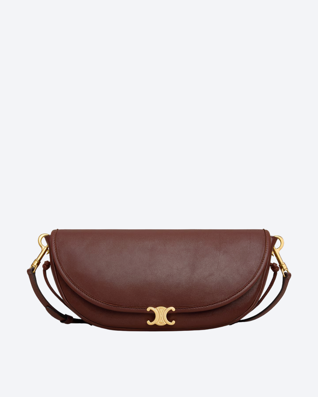 Deep Brown Soft Triomphe Little Halfmoon In Leather