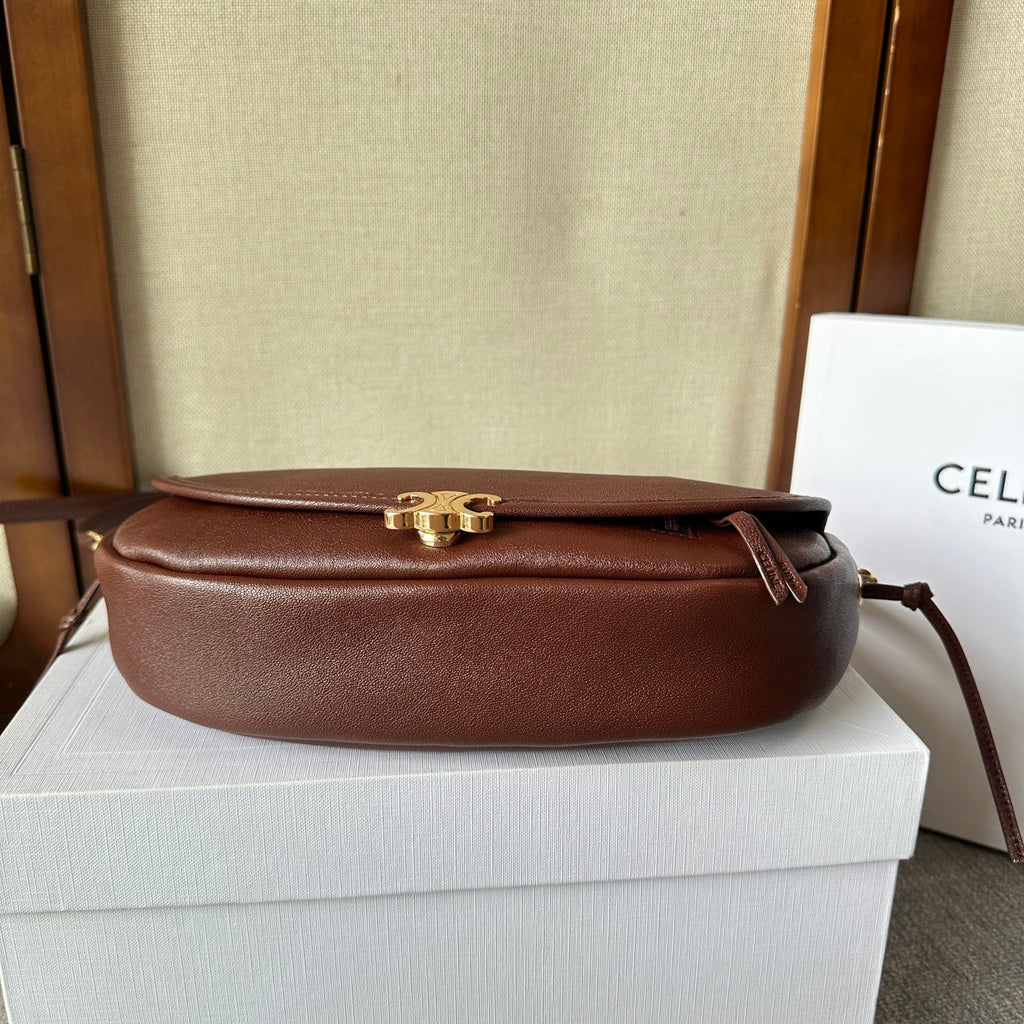 Deep Brown Soft Triomphe Little Halfmoon In Leather