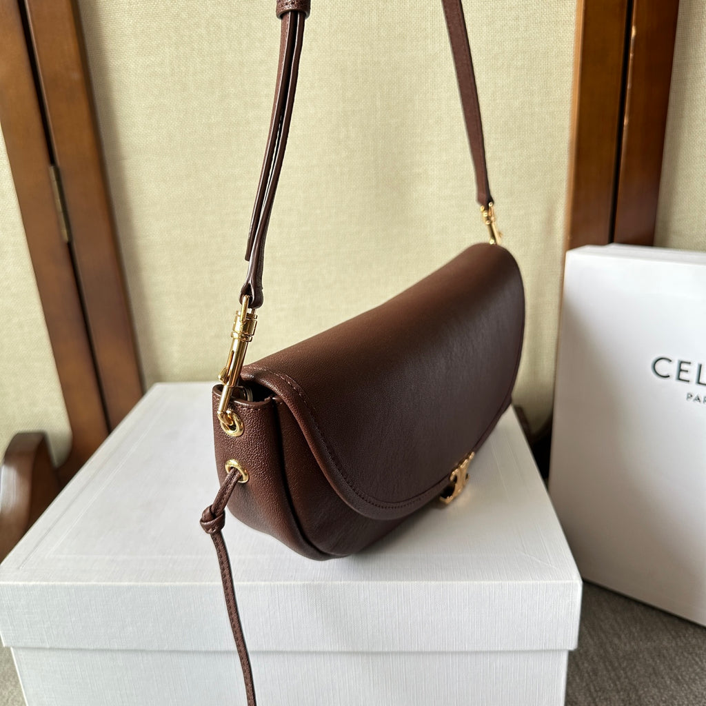 Deep Brown Soft Triomphe Little Halfmoon In Leather