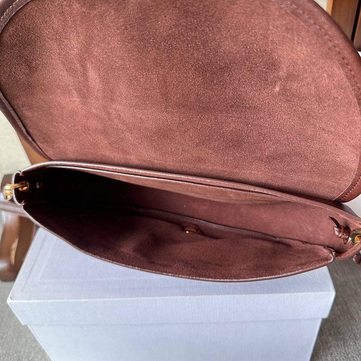 Deep Brown Soft Triomphe Little Halfmoon In Leather