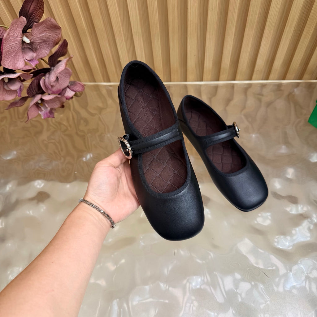Black Veneziana Mary-Jane Ballerina
