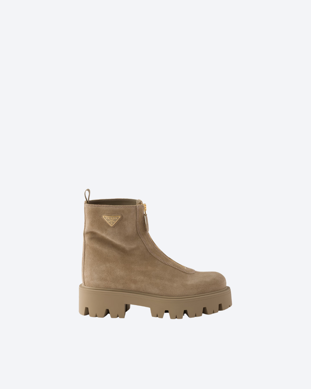 Desert Beige Stride Suede Booties With Zip - 1