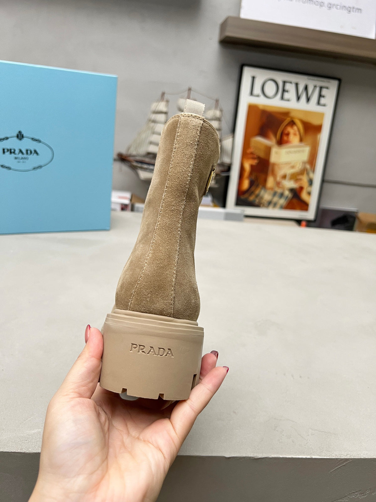 Desert Beige Stride Suede Booties With Zip - 6