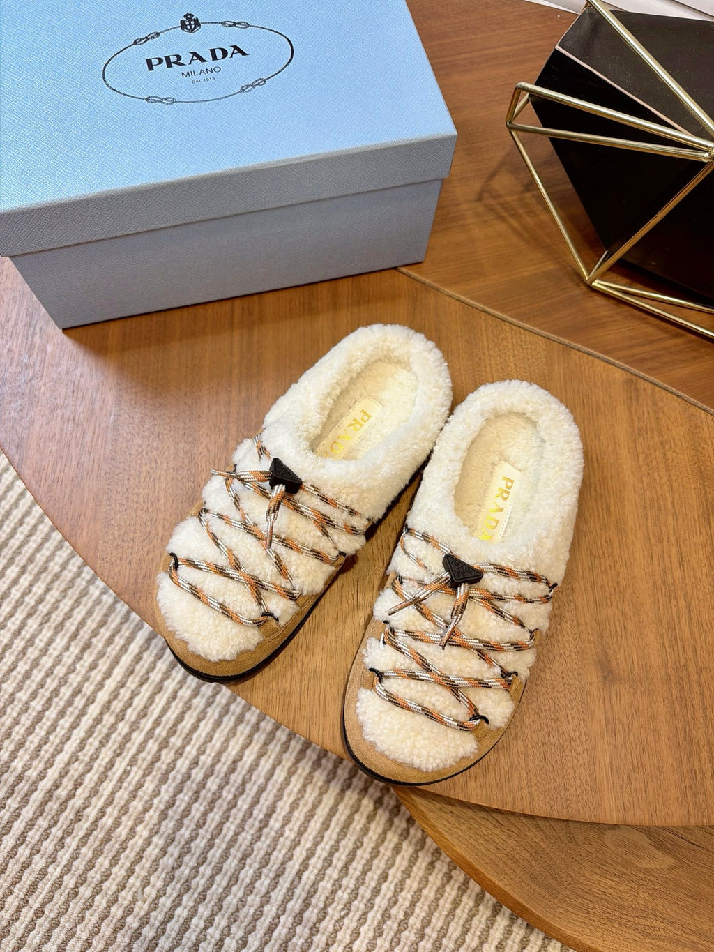 Desert Beige Suede And Shearling Mules