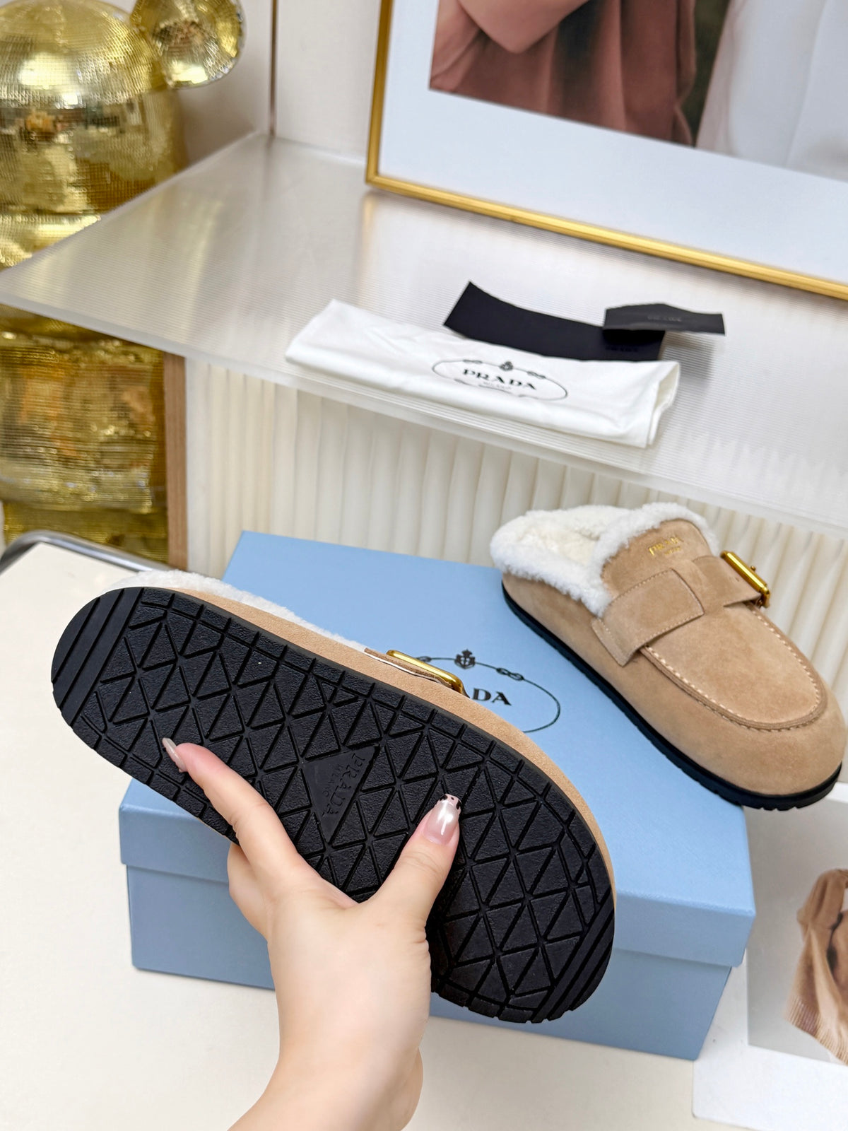 Desert Beige Suede Mules