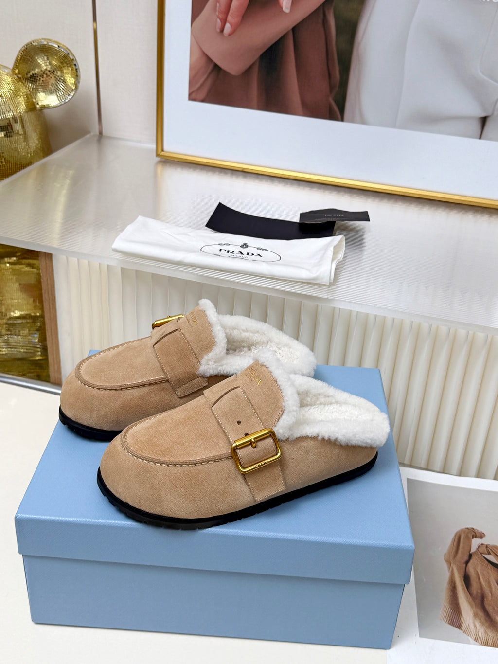 Desert Beige Suede Mules