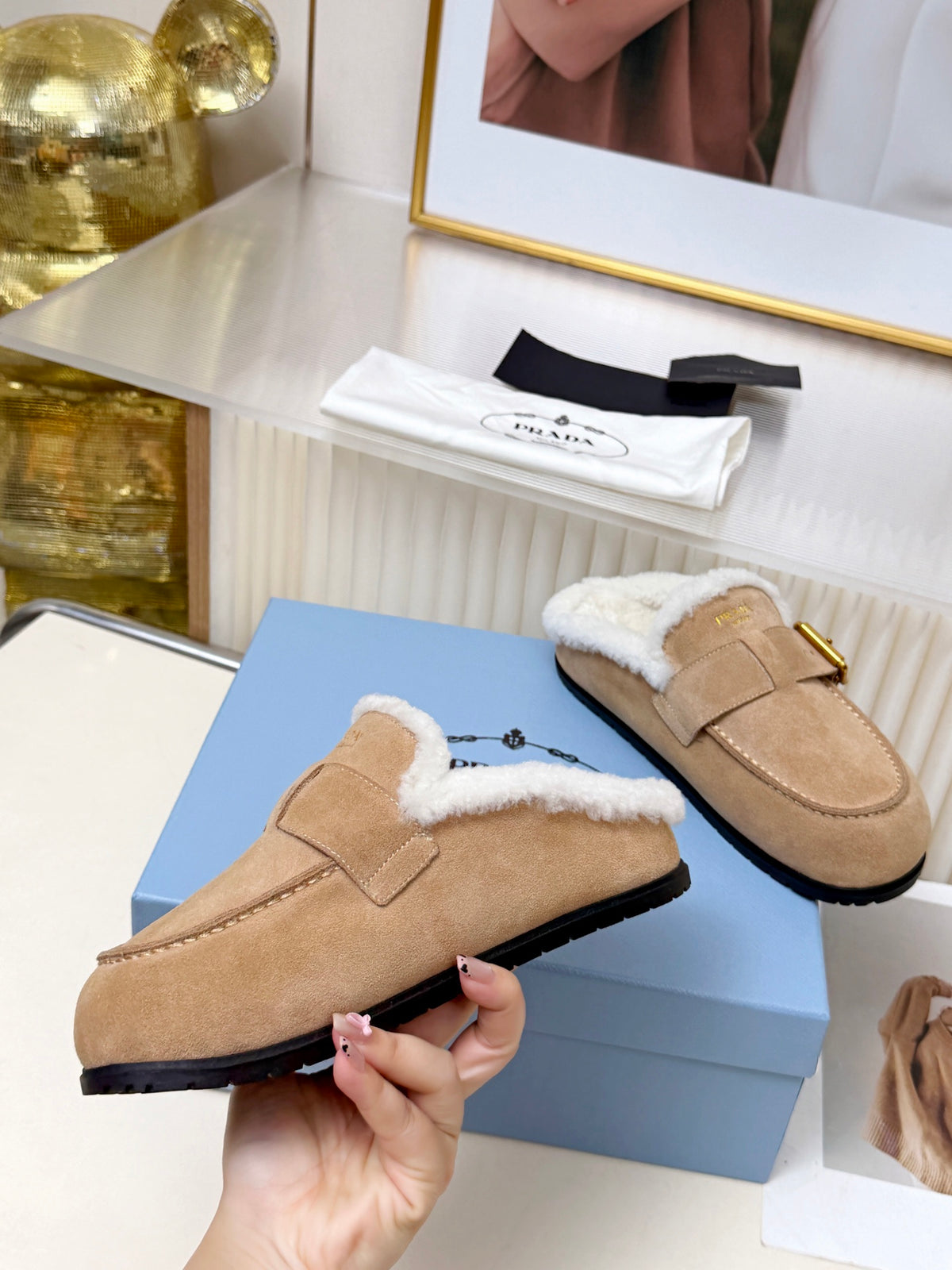 Desert Beige Suede Mules