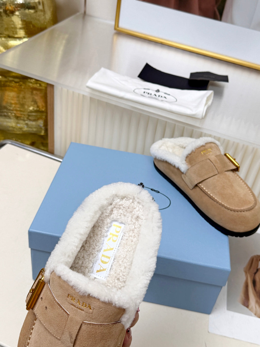 Desert Beige Suede Mules
