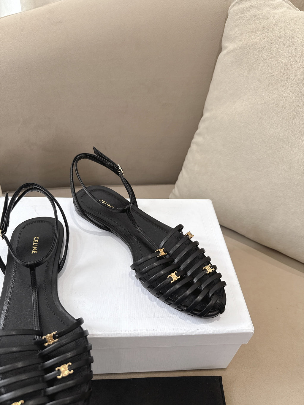Black Cage Flat Sandal