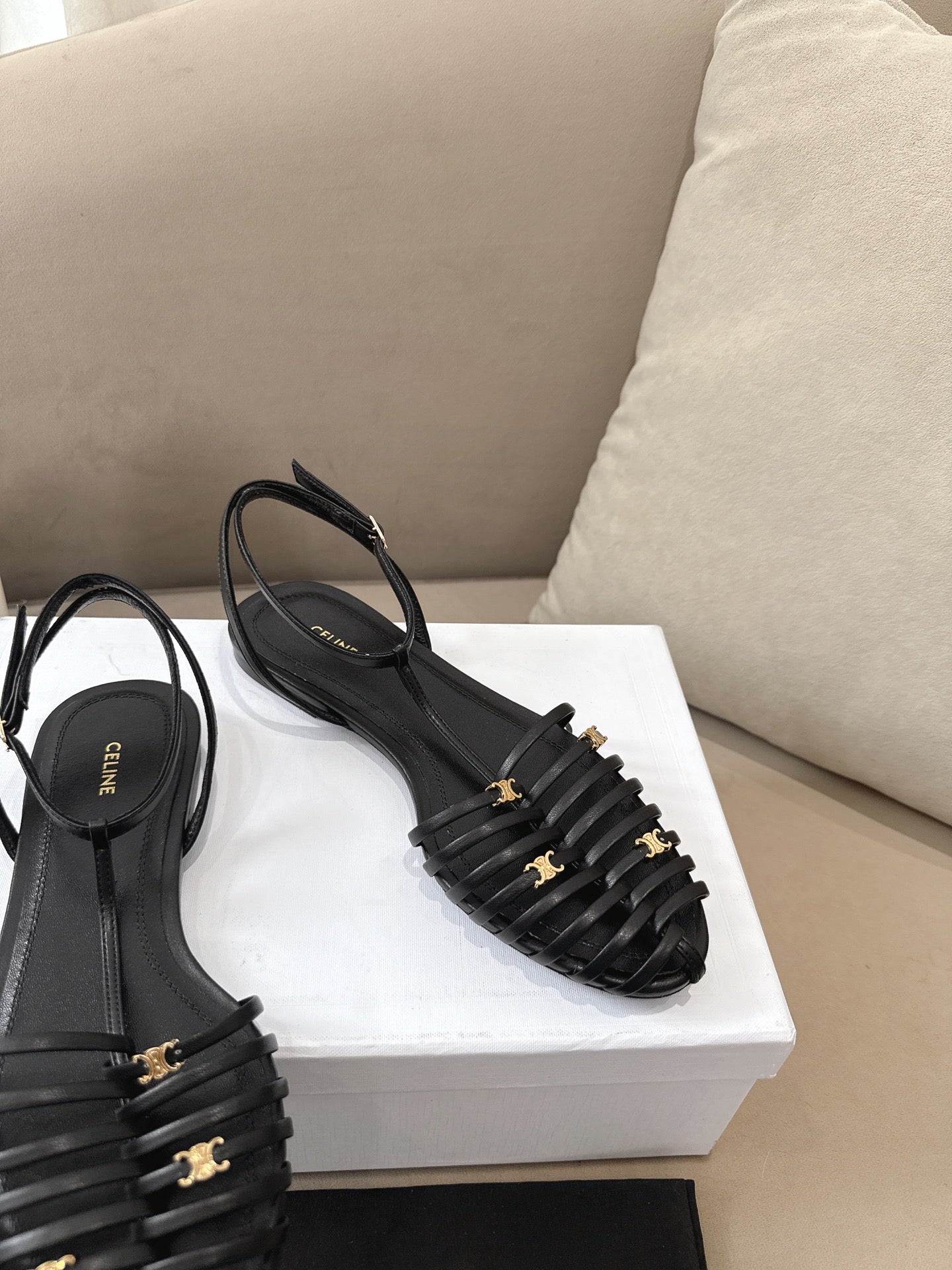 Black Cage Flat Sandal