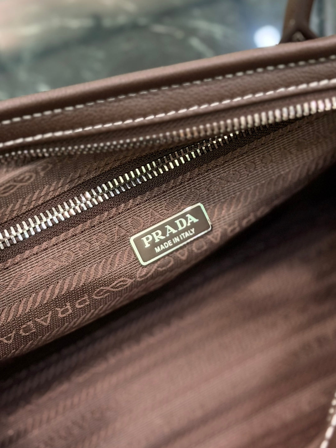 Ebony Prada Bonnie Medium Corduroy And Leather Handbag - 10