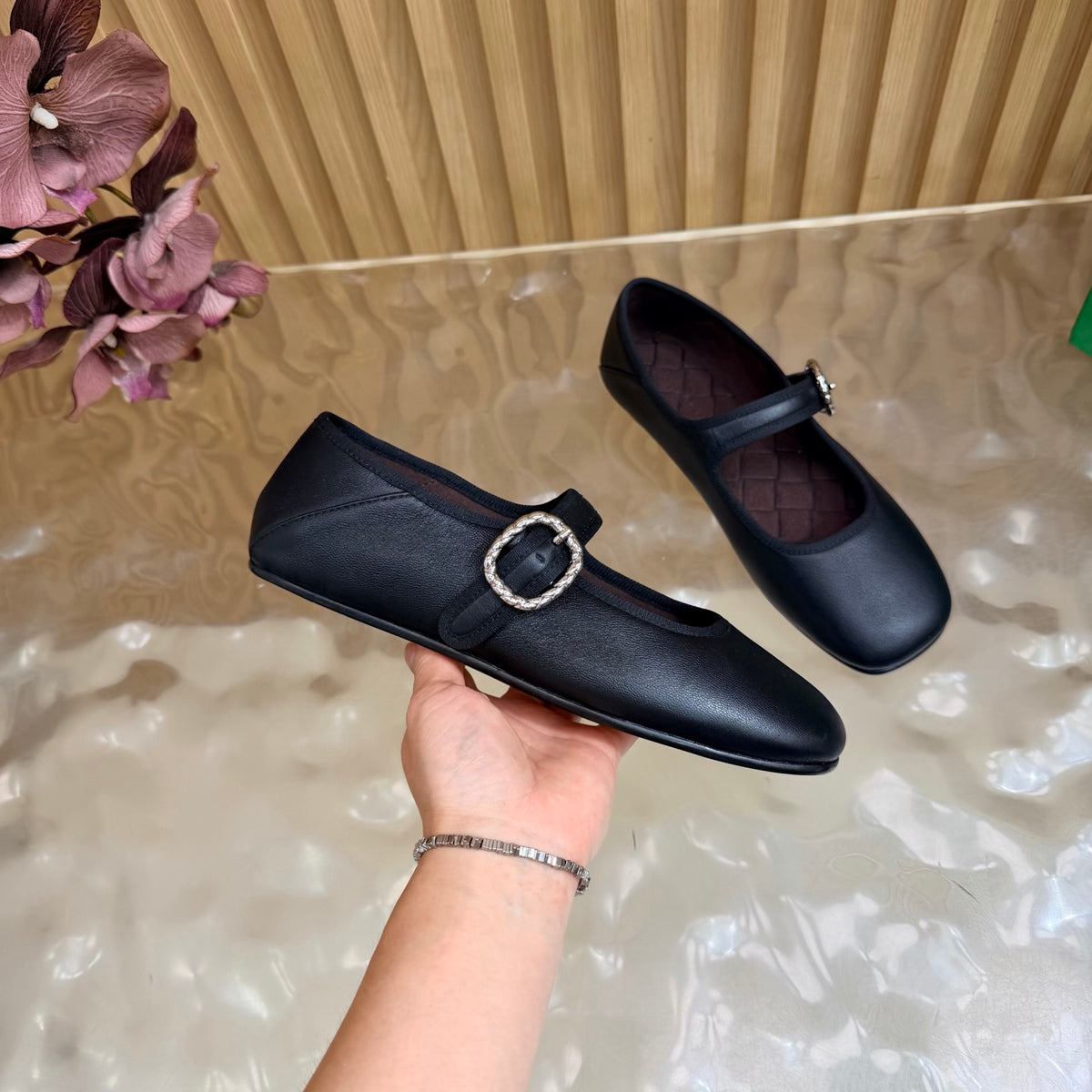 Black Veneziana Mary-Jane Ballerina