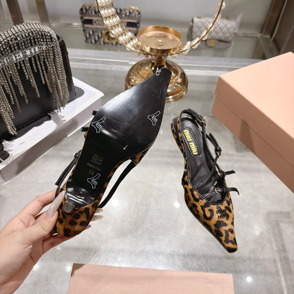 Honey Printed Leather Slingback Pumps - 10
