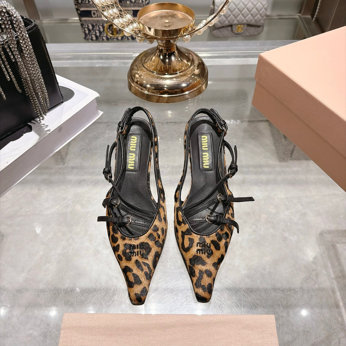 Honey Printed Leather Slingback Pumps - 2