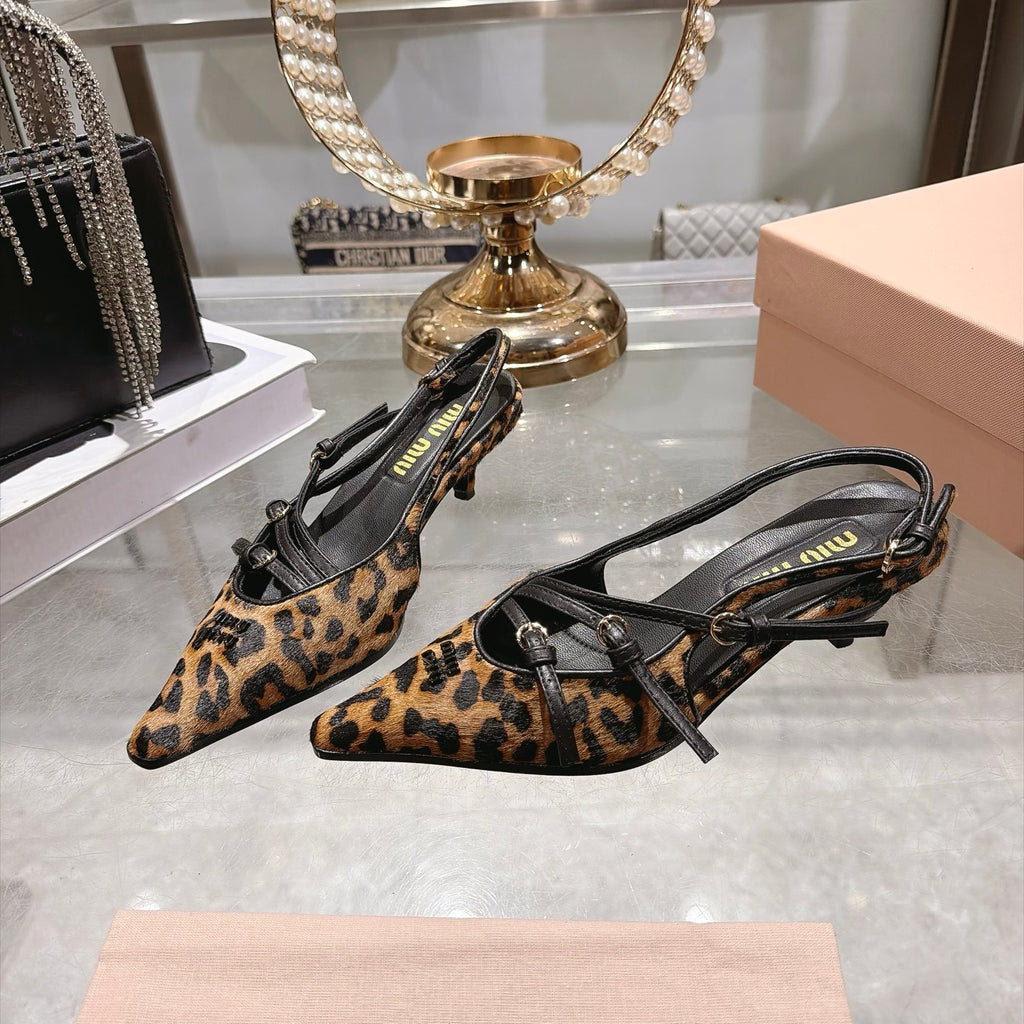 Honey Printed Leather Slingback Pumps - 3