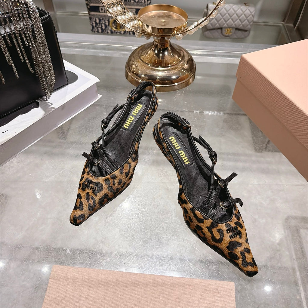 Honey Printed Leather Slingback Pumps - 4