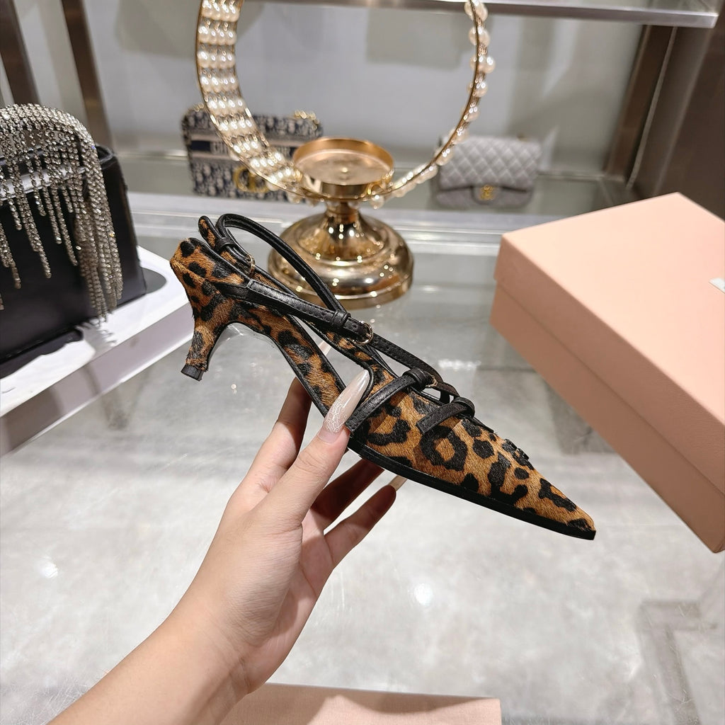 Honey Printed Leather Slingback Pumps - 7