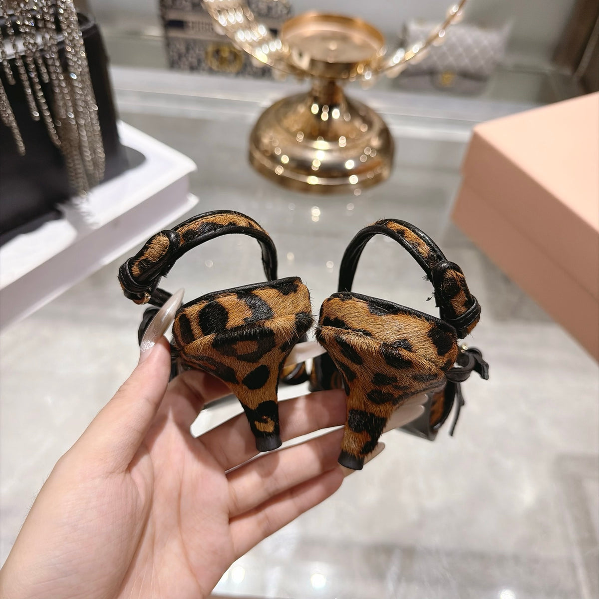 Honey Printed Leather Slingback Pumps - 8