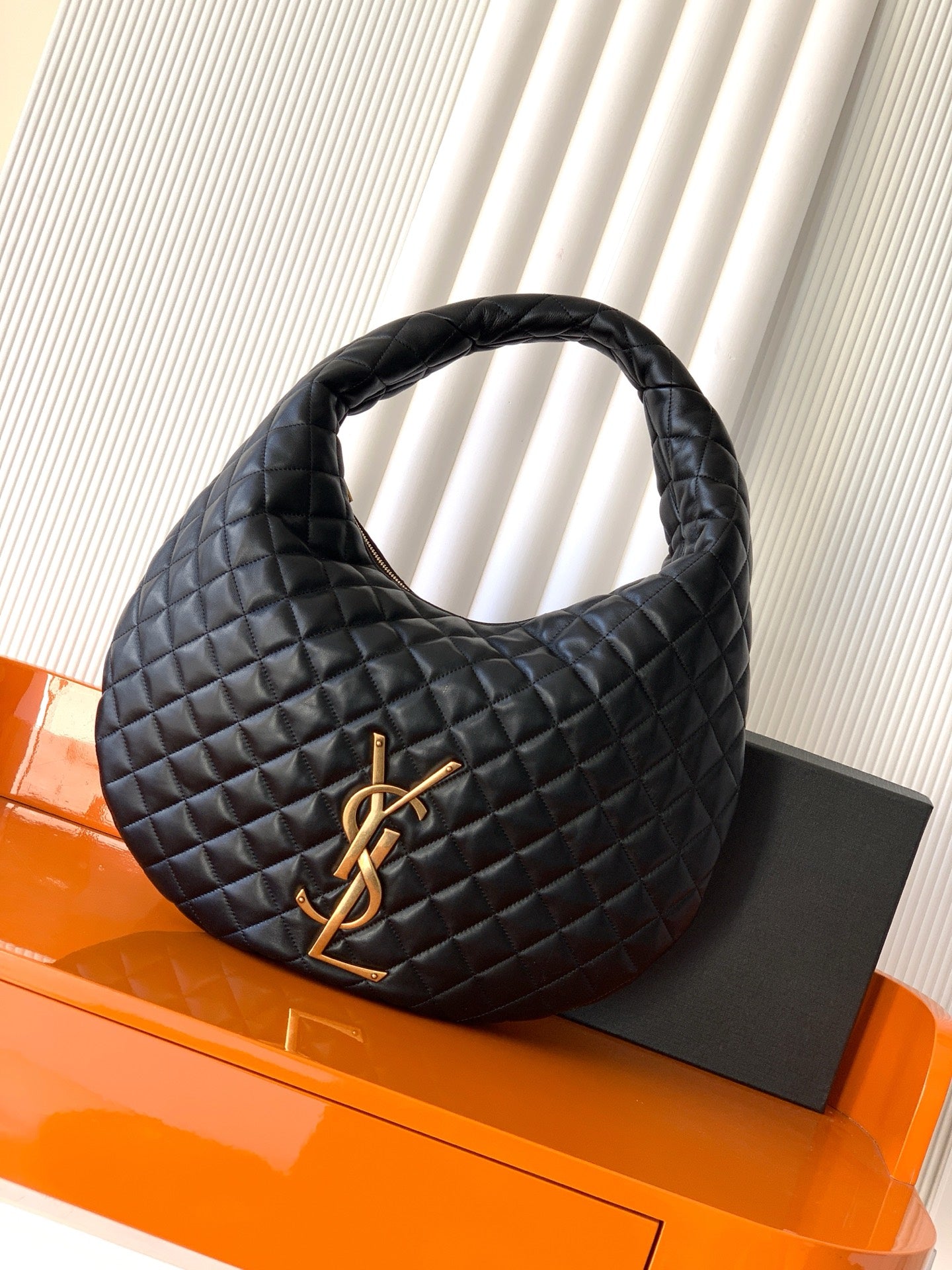 Black Icare Hobo In Quilted Leather