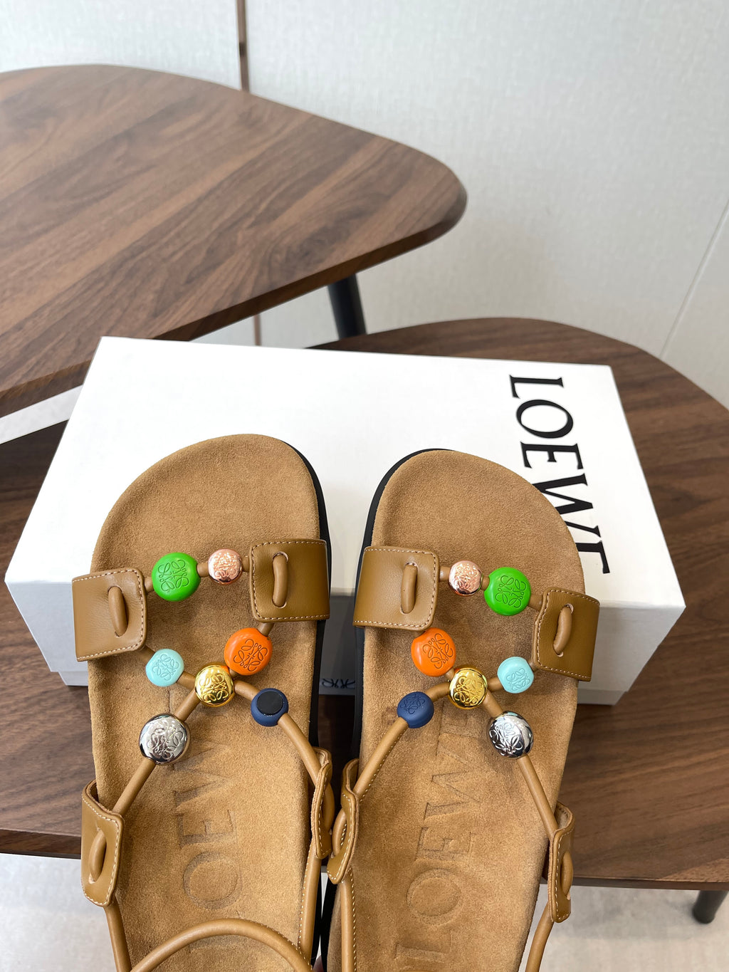 Camel Pebble Beads Fussbett Sandal