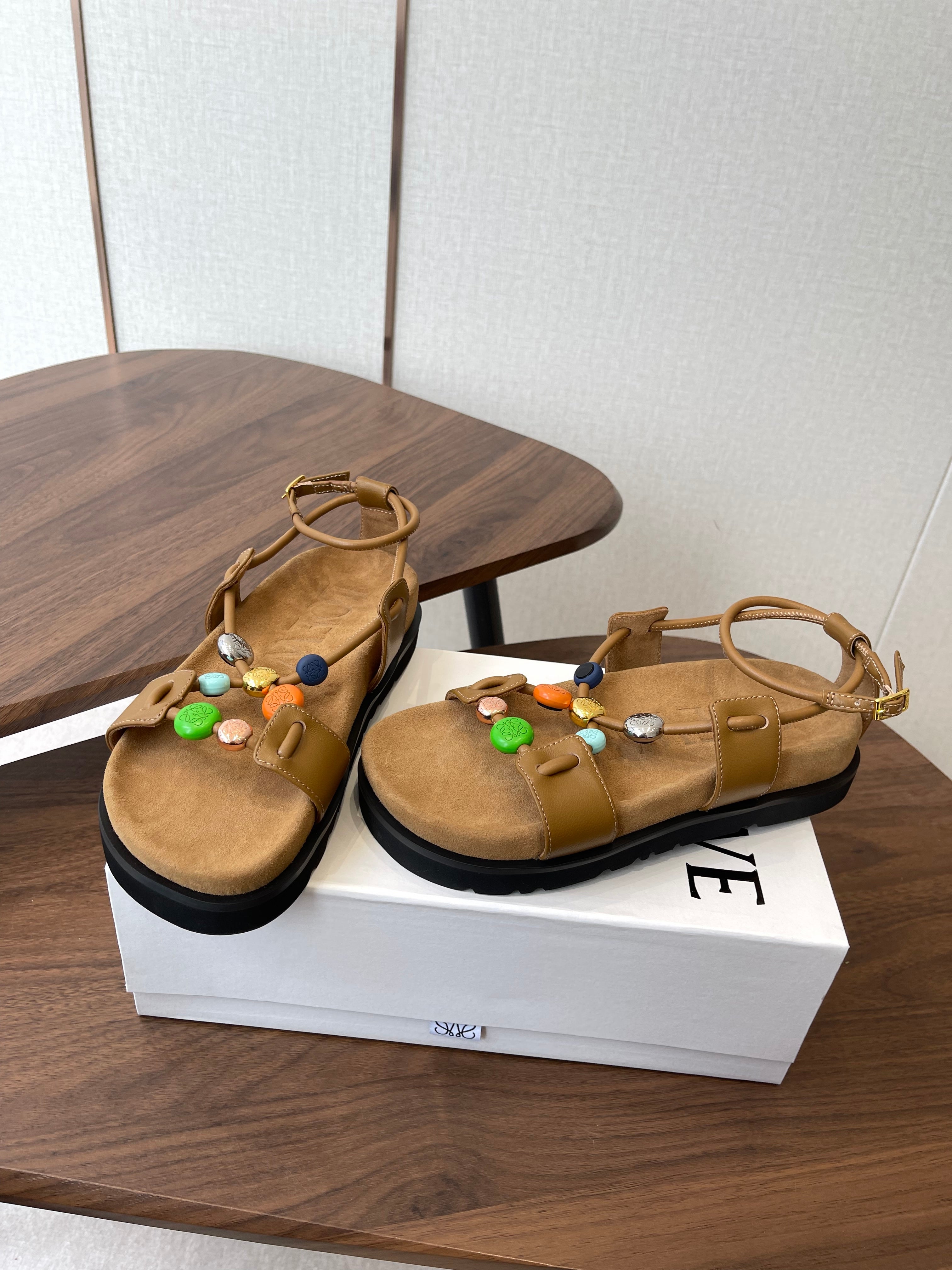 Camel Pebble Beads Fussbett Sandal