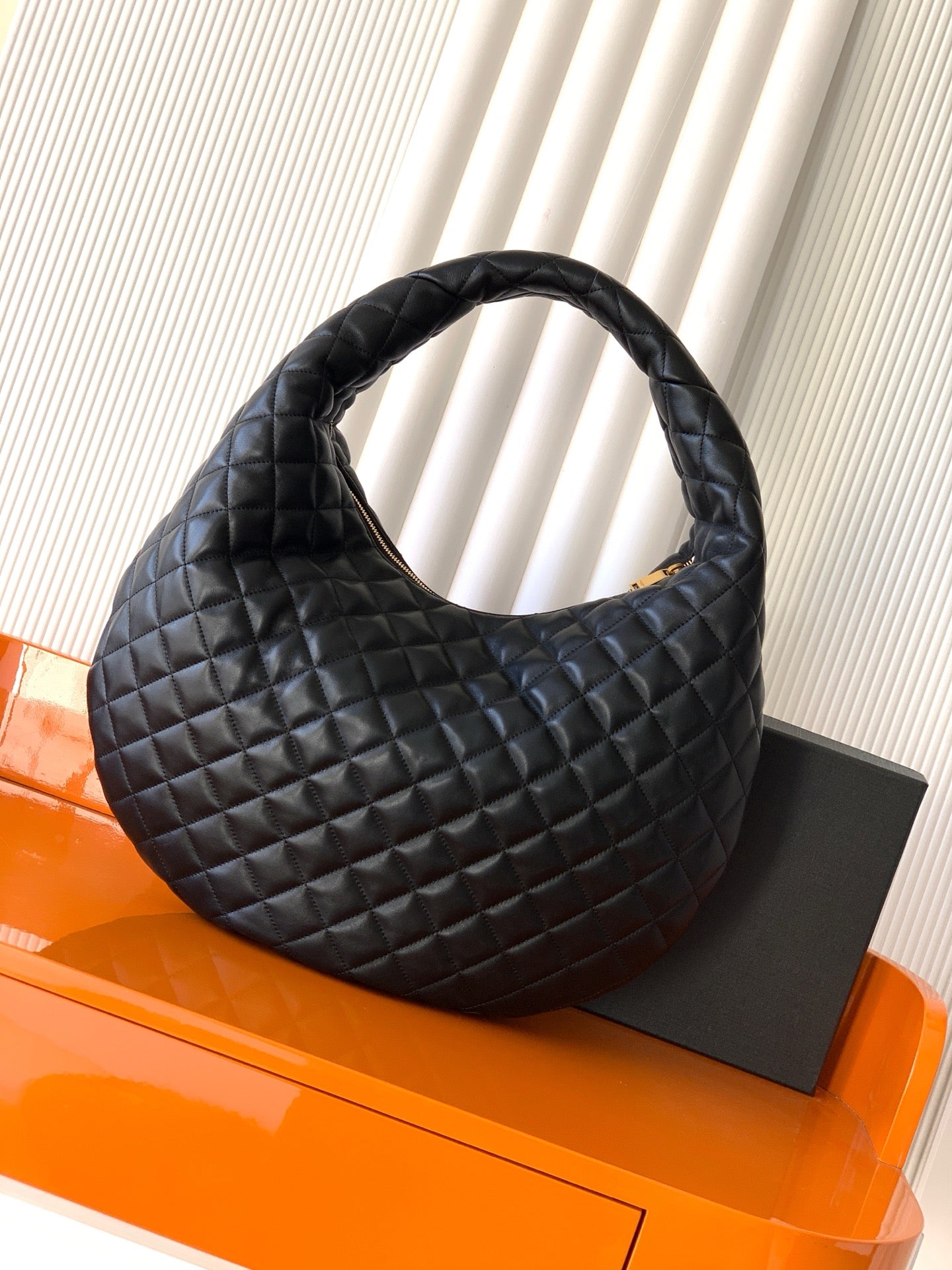 Black Icare Hobo In Quilted Leather
