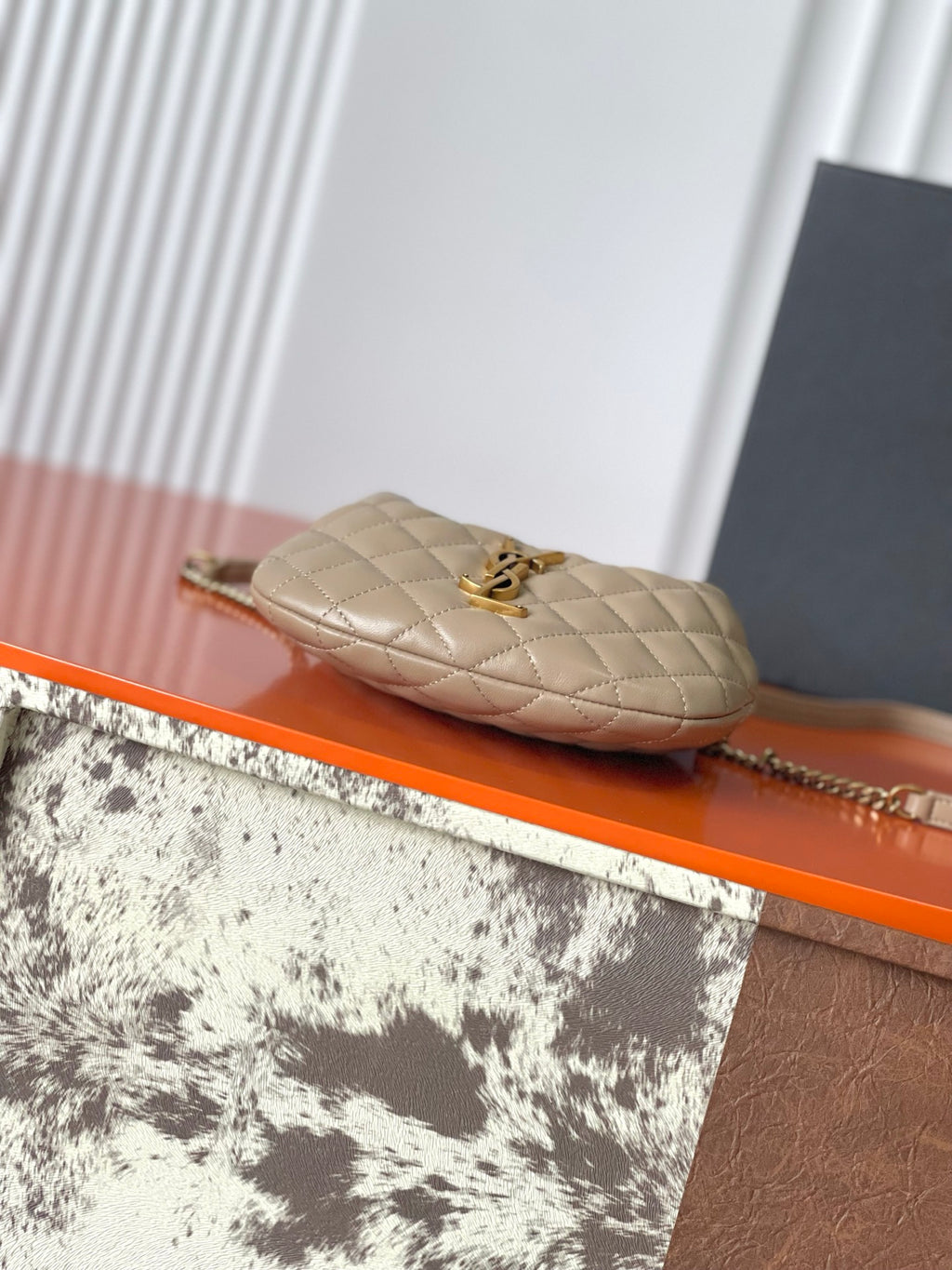 Dark Beige Icarino Mini In Quilted Leather