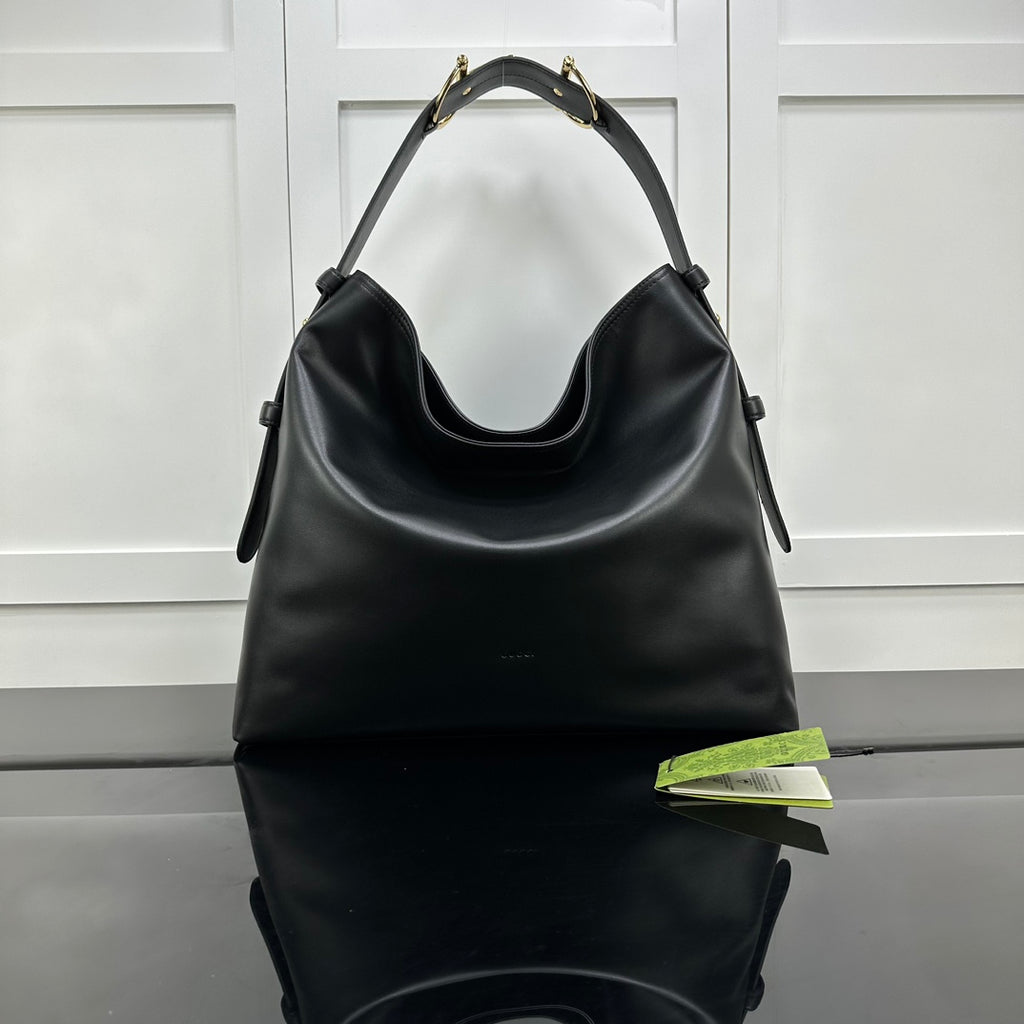 Black Leather Beatrix Large Tote Bag