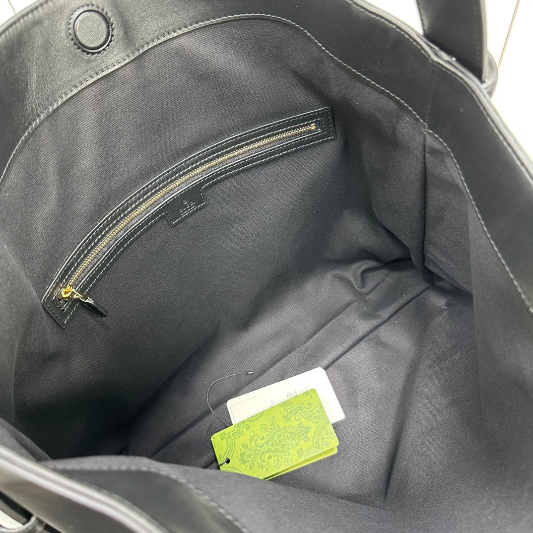 Black Leather Beatrix Large Tote Bag