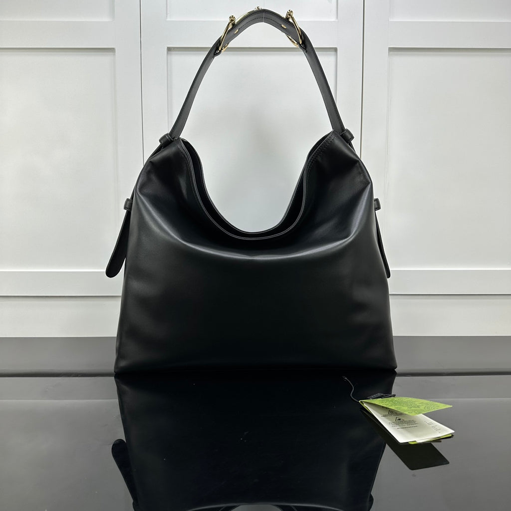 Black Leather Beatrix Large Tote Bag