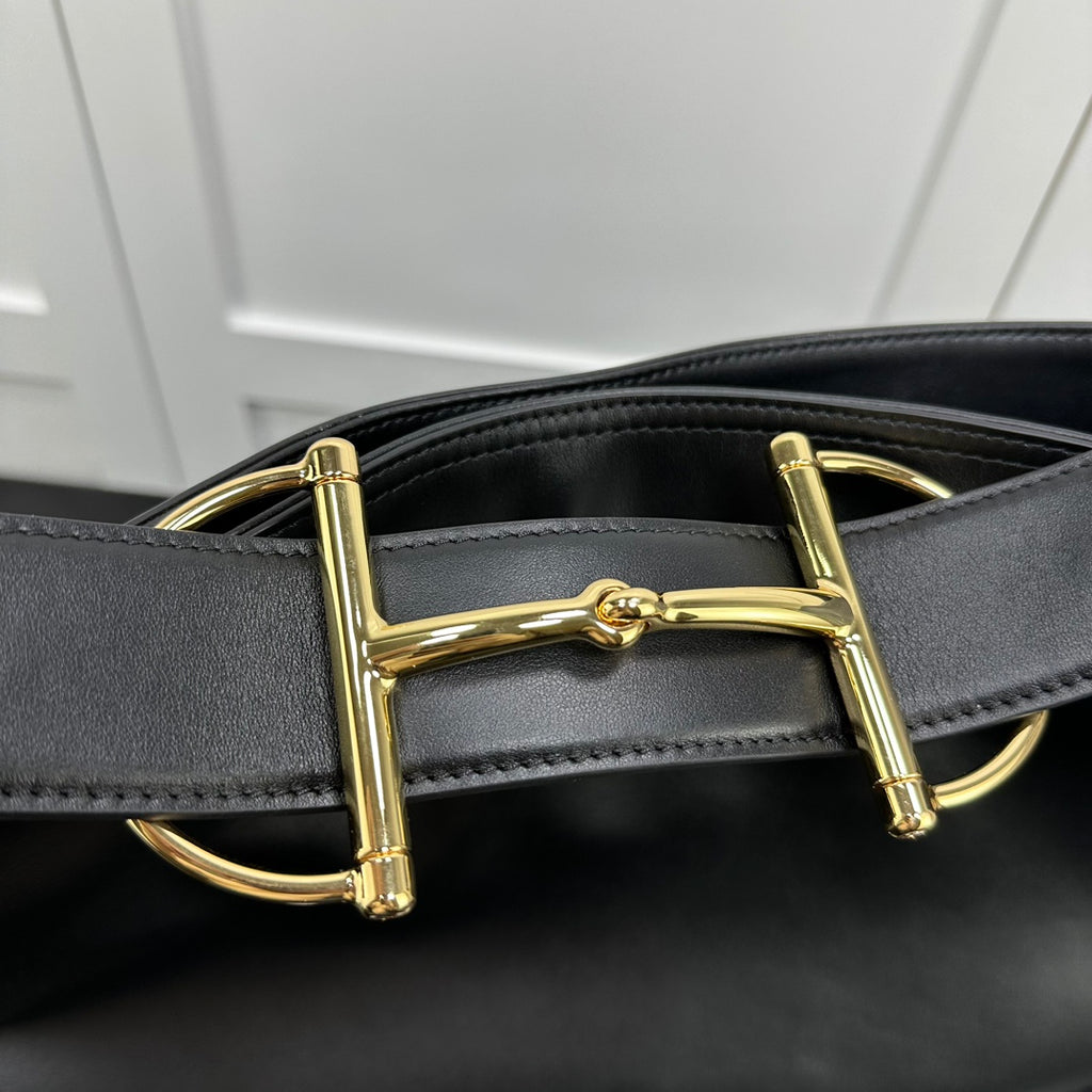 Black Leather Beatrix Large Tote Bag