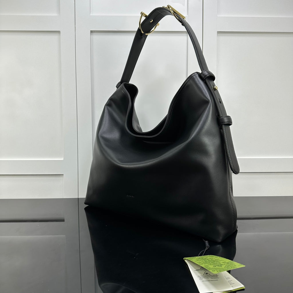 Black Leather Beatrix Large Tote Bag