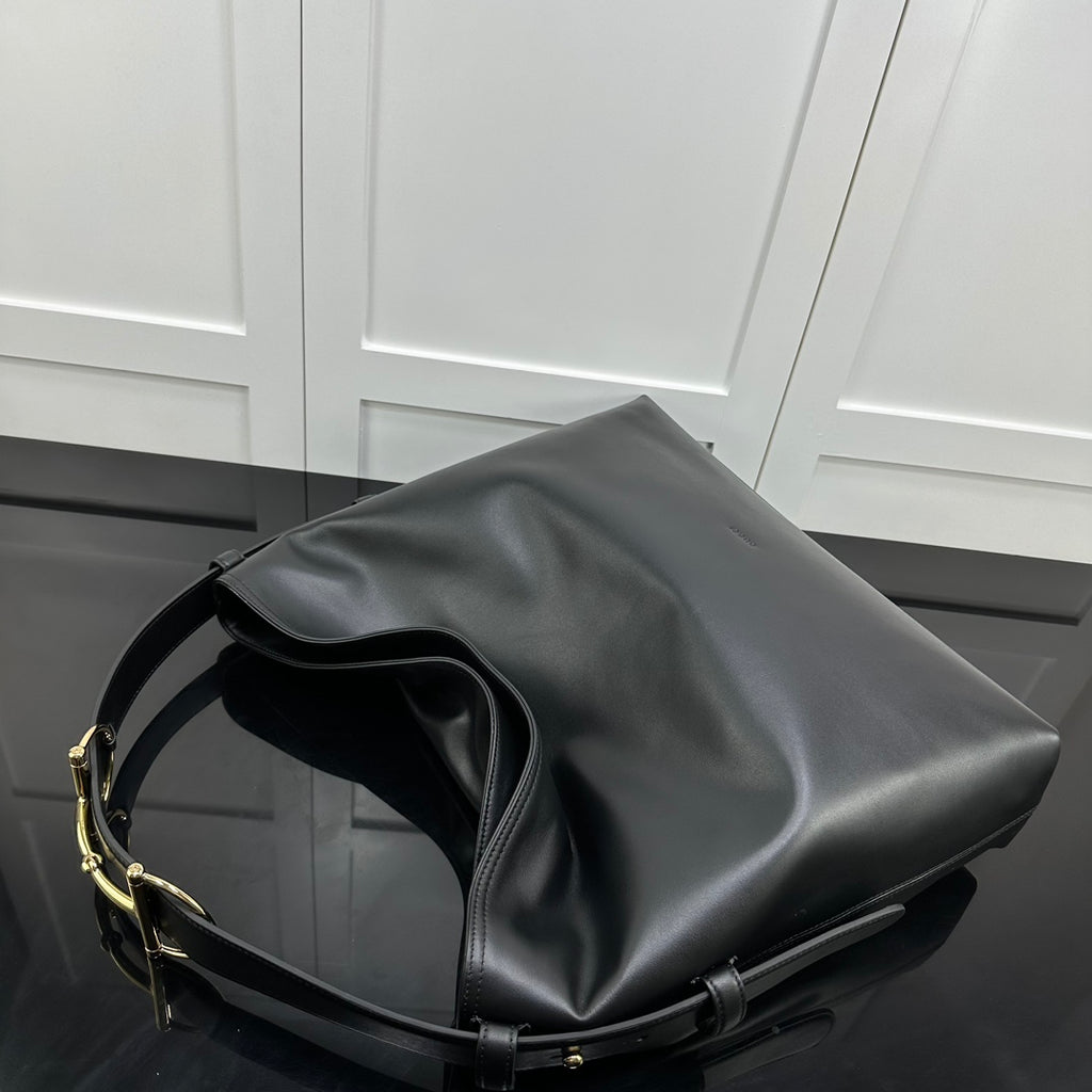 Black Leather Beatrix Large Tote Bag