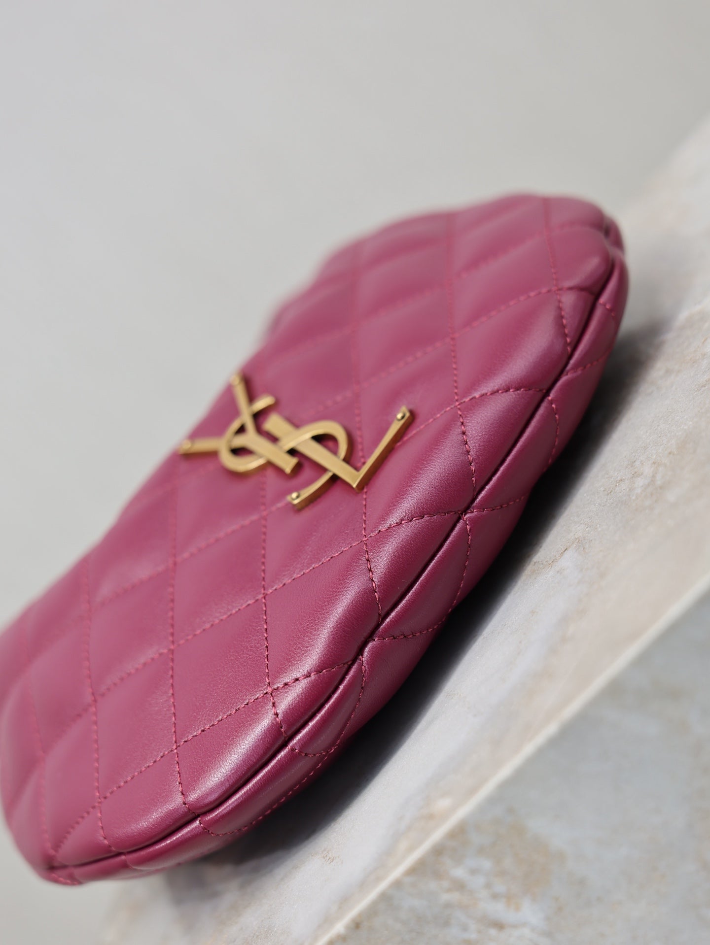 Deep Fuchsia Icarino In Quilted Leather