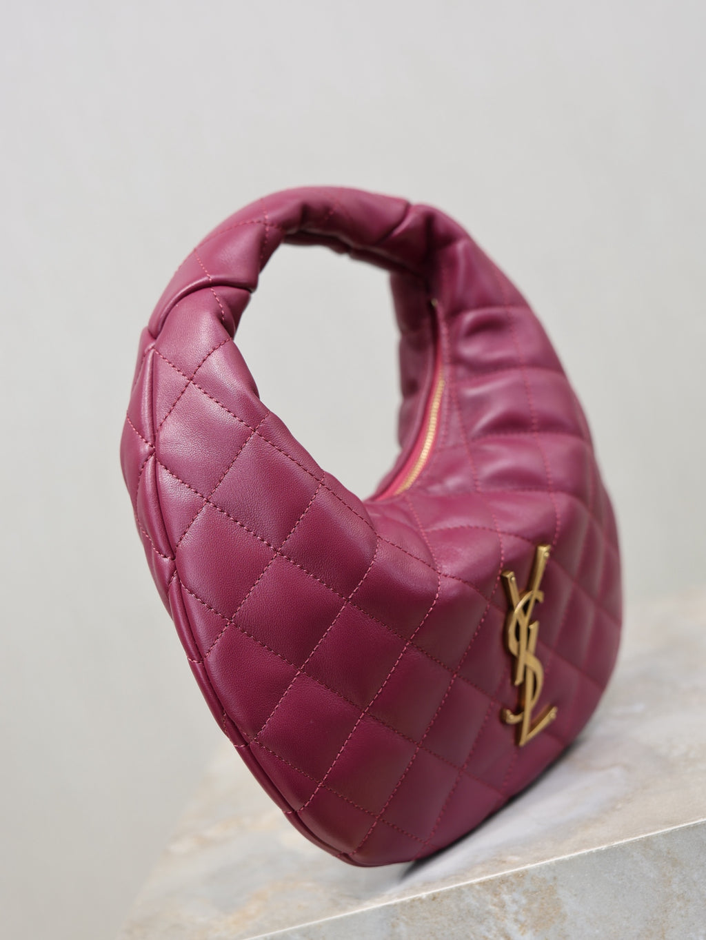 Deep Fuchsia Icarino In Quilted Leather