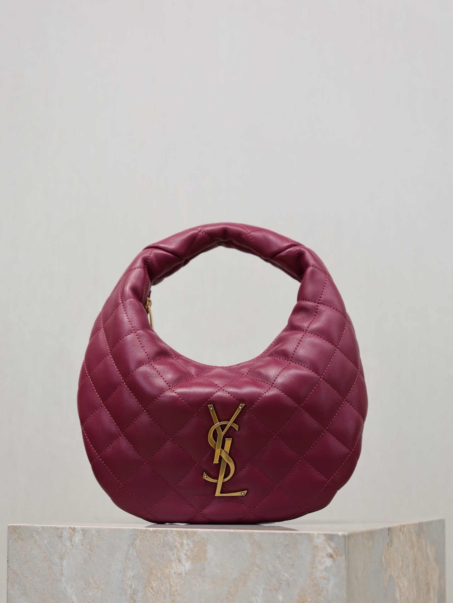 Deep Fuchsia Icarino In Quilted Leather