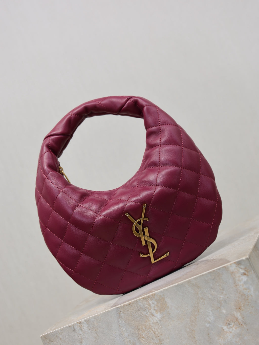 Deep Fuchsia Icarino In Quilted Leather