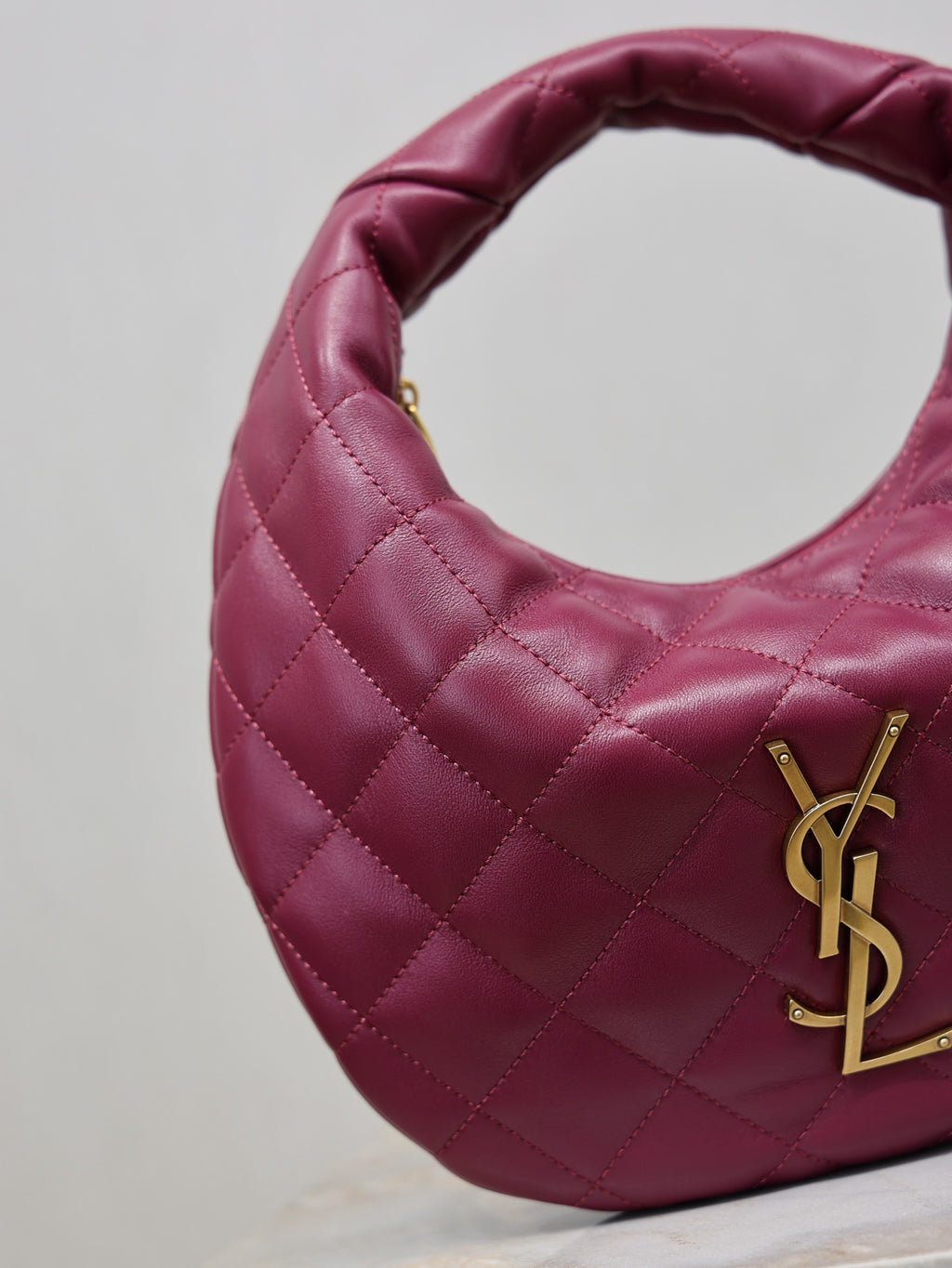Deep Fuchsia Icarino In Quilted Leather