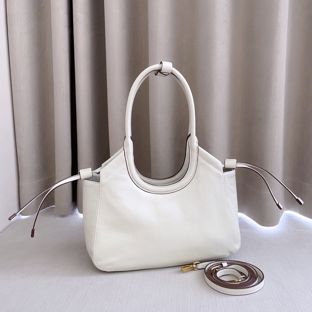 Chalk White Ivy Leather Tote Bag - 4