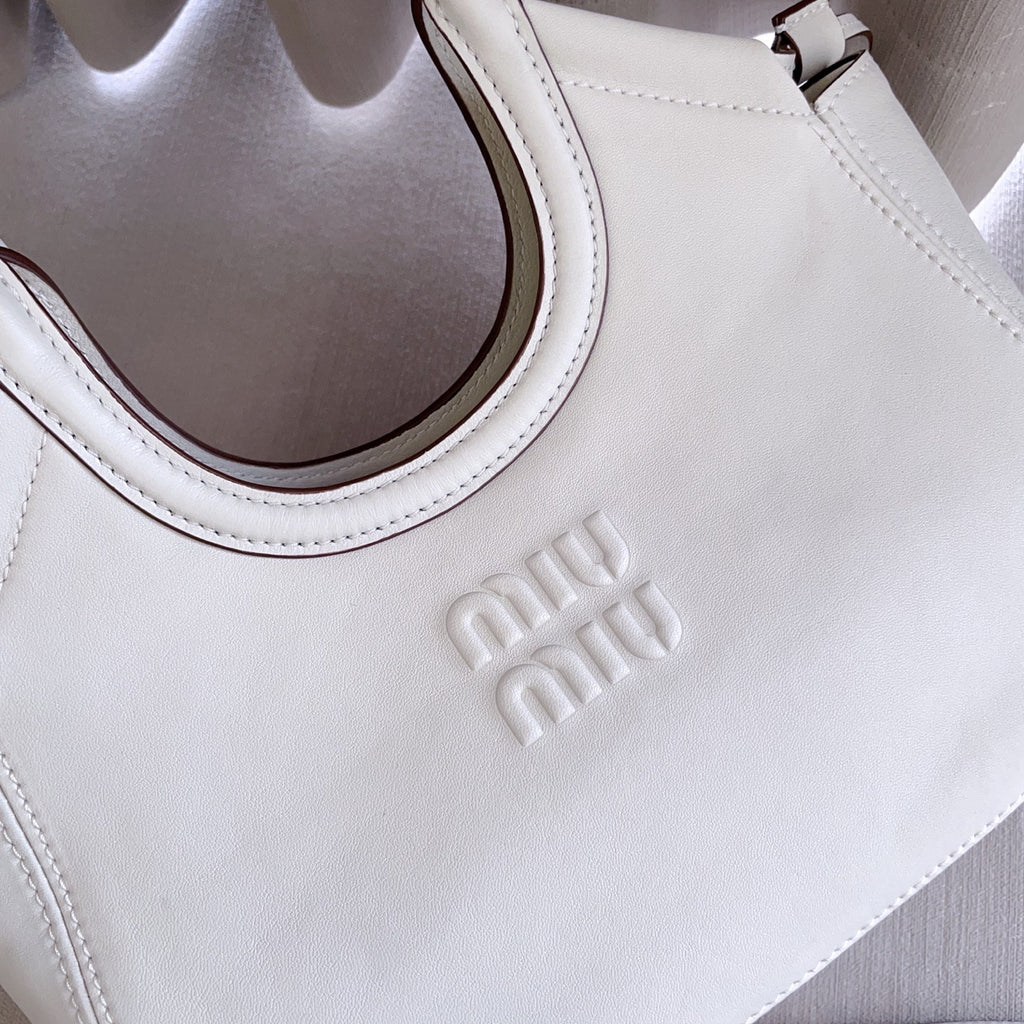 Chalk White Ivy Leather Tote Bag - 7