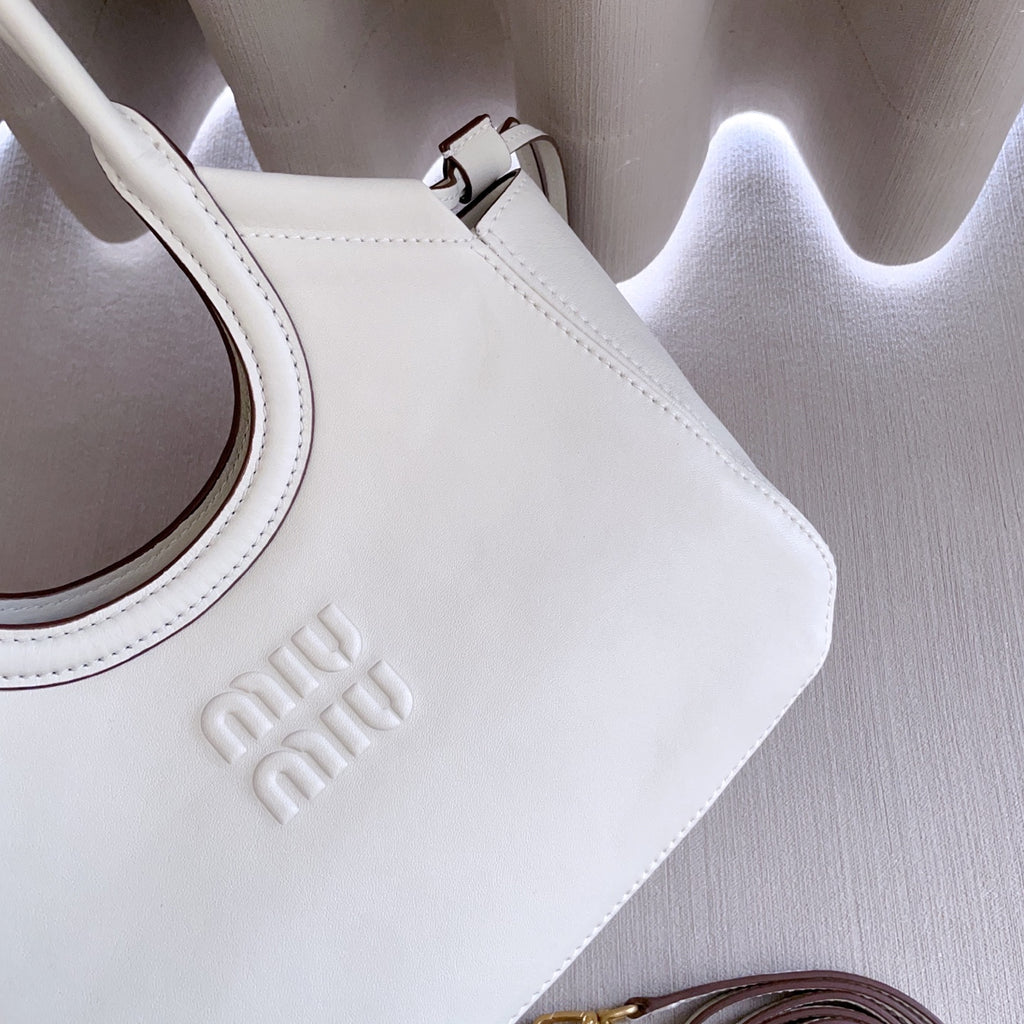 Chalk White Ivy Leather Tote Bag - 8