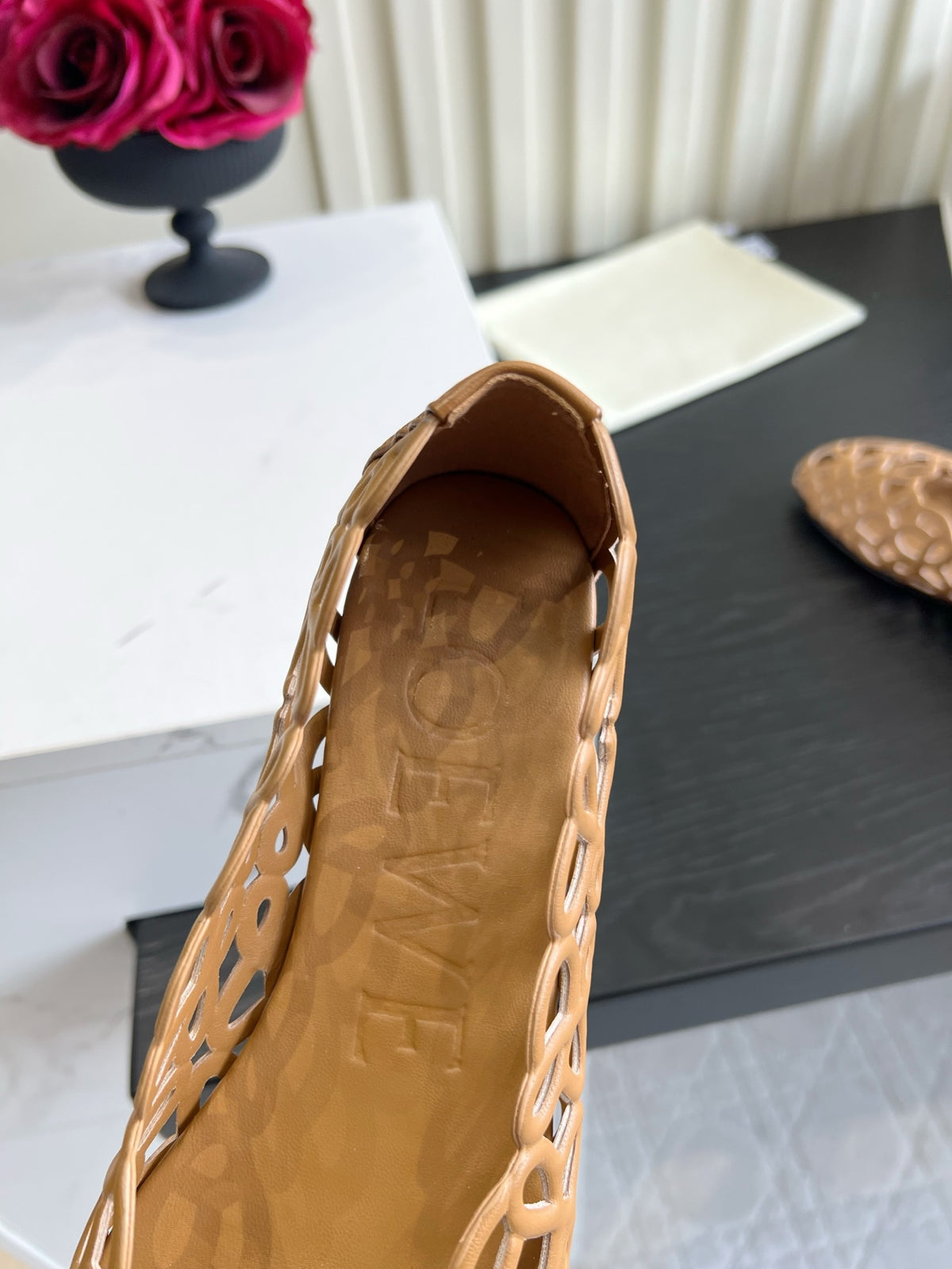 Oak Petal Anagram Ballerina In Lambskin