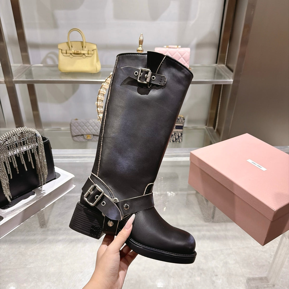 Black Leather Boots - 6
