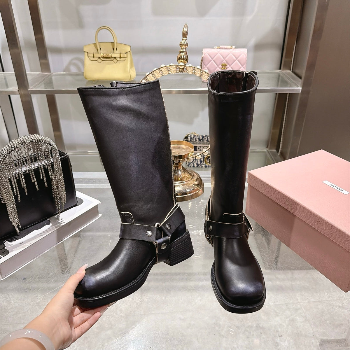 Black Leather Boots - 7