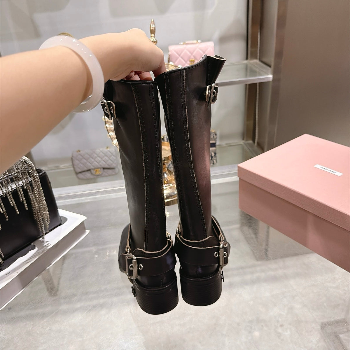 Black Leather Boots - 8